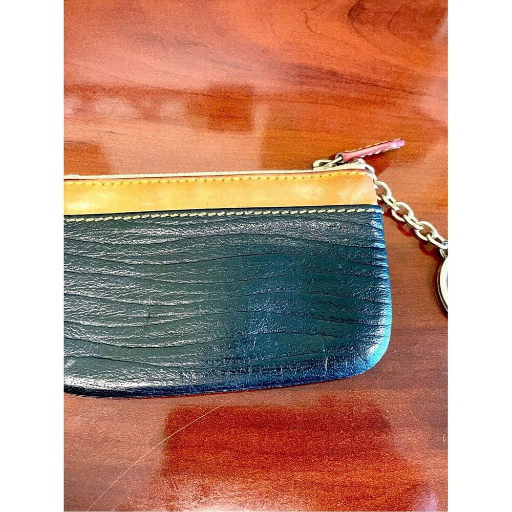 Dooney & Bourke Black and Tan Leather Keychain Wallet/Card Holder - Picture 2 of 3